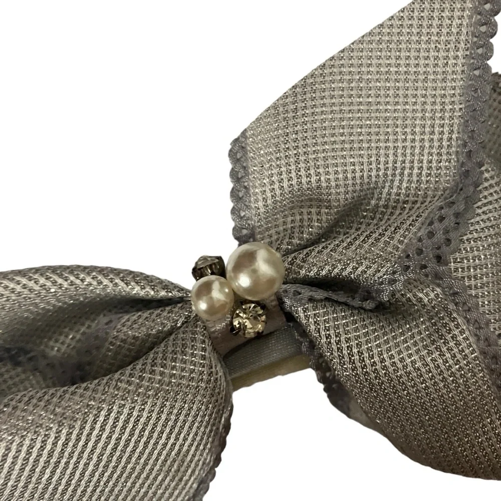 Copper key Girls headband 2 PC set bows silver ivory NEW